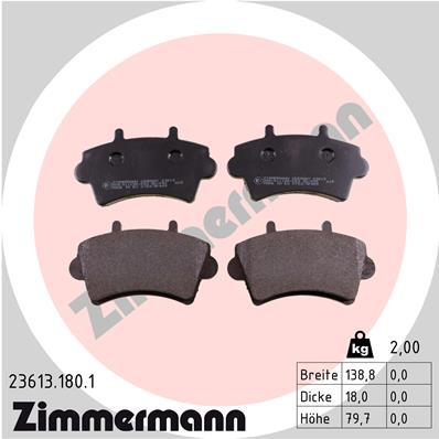 Комплект тормозных колодок дисковый тормоз ZIMMERMANN 23613.180.1