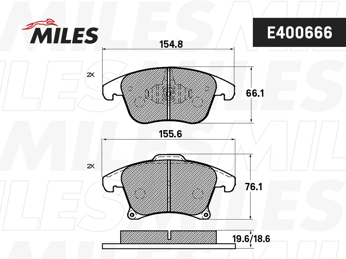 Комплект тормозных колодок дисковый тормоз MILES E400666