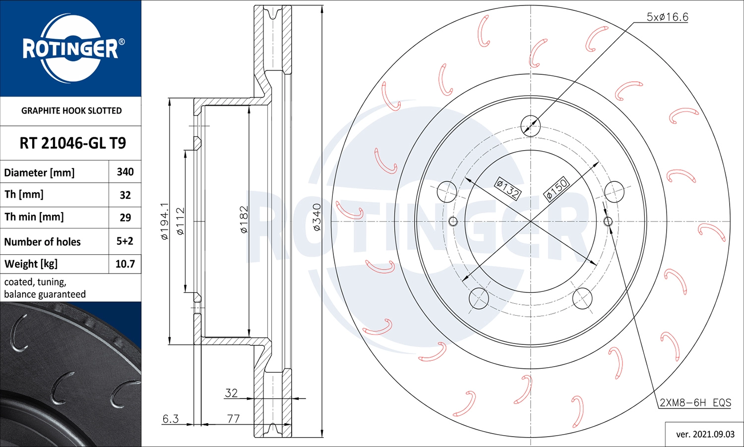 Тормозной диск ROTINGER RT 21046-GL T9