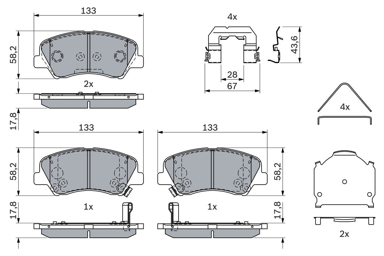 Комплект тормозных колодок дисковый тормоз BOSCH 0 986 424 951
