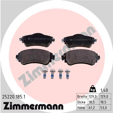 Комплект тормозных колодок дисковый тормоз ZIMMERMANN 25220.185.1
