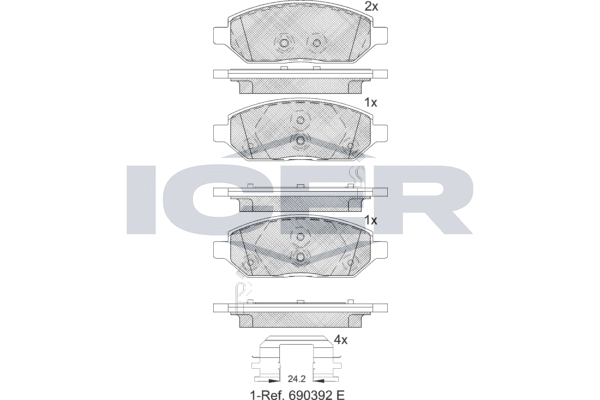 Комплект тормозных колодок дисковый тормоз ICER 182264