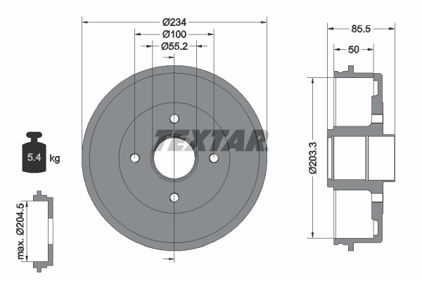 Тормозной барабан TEXTAR 94019600
