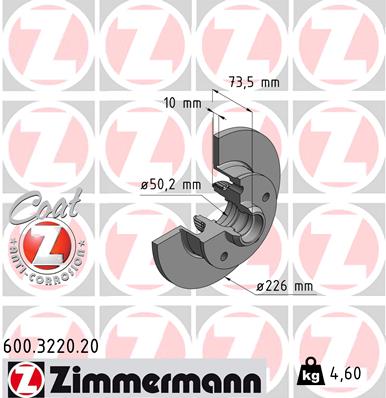 Диск тормозной ZIMMERMANN 600.3220.20