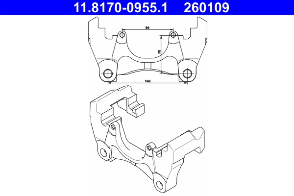 Кронштейн корпус скобы тормоза ATE 11.8170-0955.1