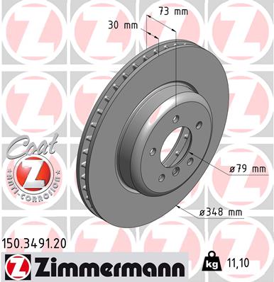 Тормозной диск coat z ZIMMERMANN 150.3491.20