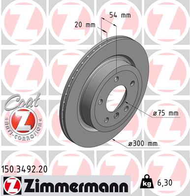 Тормозной диск coat z ZIMMERMANN 150.3492.20