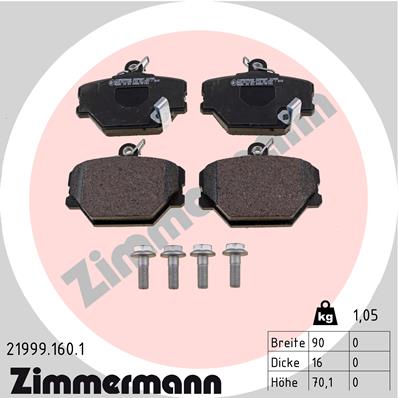 Комплект тормозных колодок дисковый тормоз ZIMMERMANN 21999.160.1