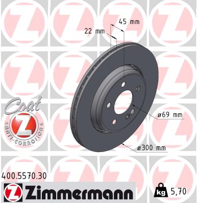 Тормозной диск formula s ZIMMERMANN 400.5570.30
