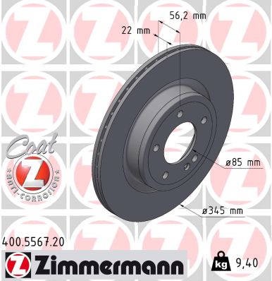 Тормозной диск coat z ZIMMERMANN 400.5567.20