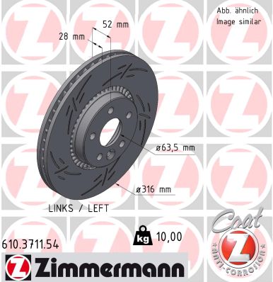 Диск тормозной ZIMMERMANN 610.3711.54