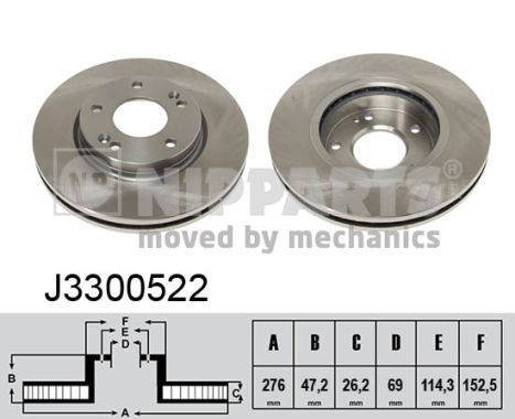 Диск тормозной j3300522 hyundai santa fe classic тагаз NIPPARTS J3300522