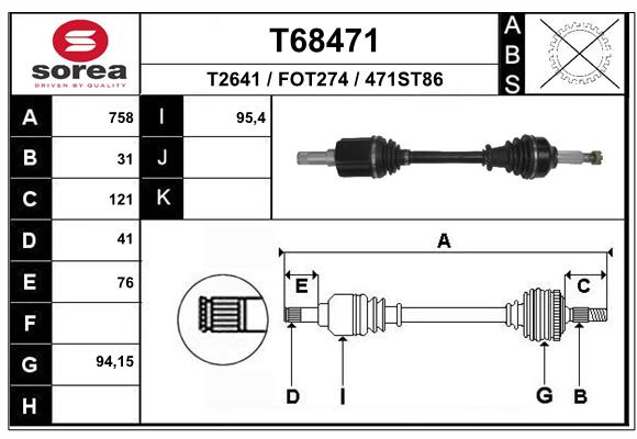 Полуось EAI T68471