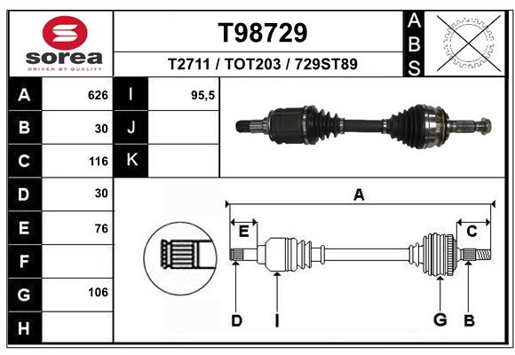 Полуось EAI T98729