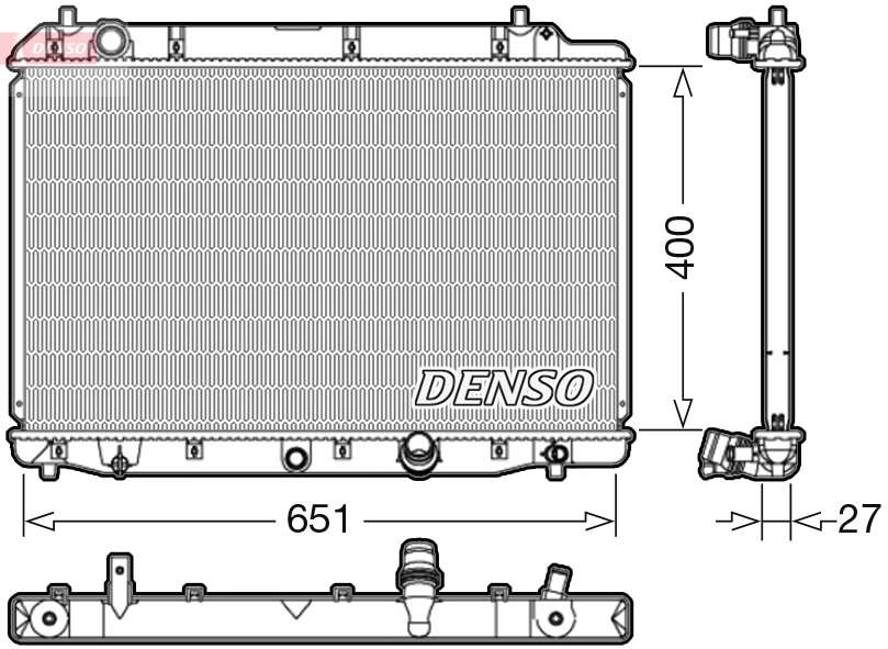 Радиатор двигателя honda cr-v ii fr-v 2.2d 02.05- DENSO DRM40036