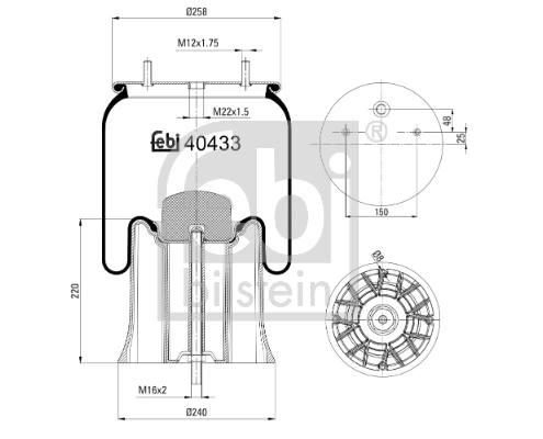 Пневморессора 4022 FEBI BILSTEIN 40433
