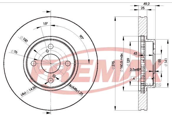Диск тормозной передний toyota corolla (01-) перед. d275 FREMAX BD-2080