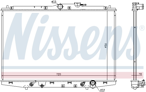 Радиатор системы охлаждения honda odyssey (ra) 2.3 95-02 NISSENS 681385