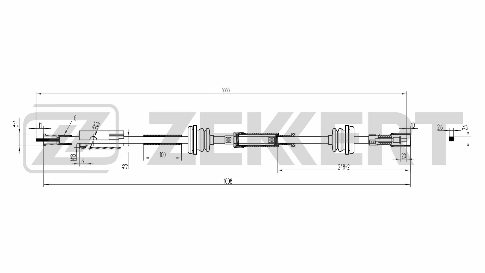 Трос спидометра vw passat iii iv 88- ZEKKERT BZ-1027
