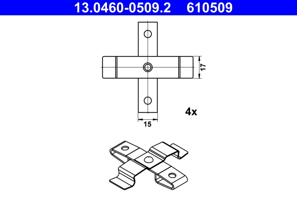 Комплектующие колодки дискового тормоза ATE 13.0460-0509.2
