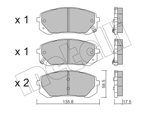 Комплект тормозных колодок дисковый тормоз METELLI 22-1373-0