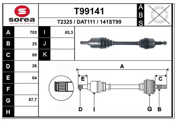 Приводной вал EAI T99141