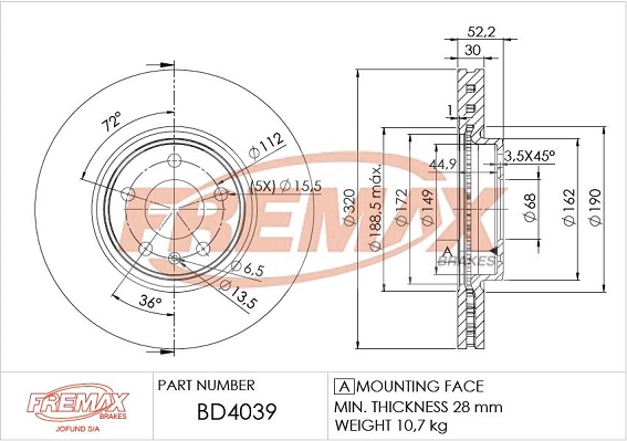Тормозной диск FREMAX BD-4039