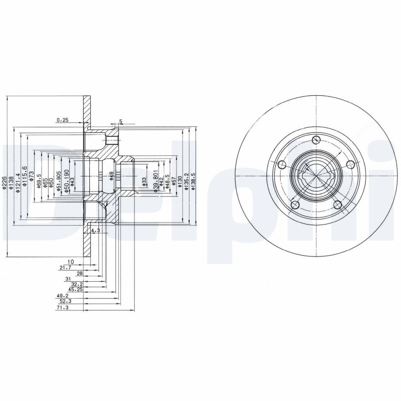 Тормозной диск DELPHI BG2714
