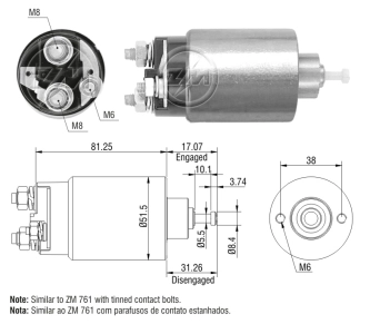 Тяговое реле стартера ZM ZM1-761