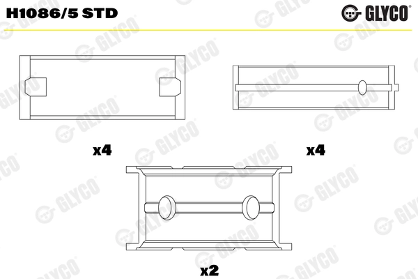 Подшипник коленвала GLYCO H1086/5 STD