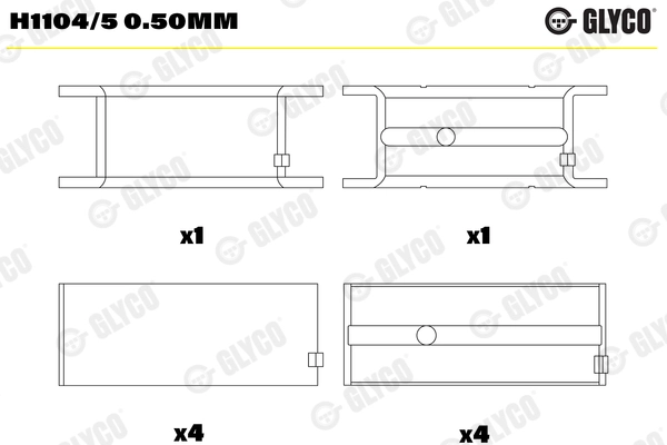 Подшипник коленвала GLYCO H1104/5 0.50MM