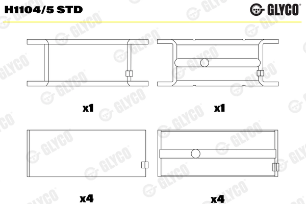 Подшипник коленвала GLYCO H1104/5 STD