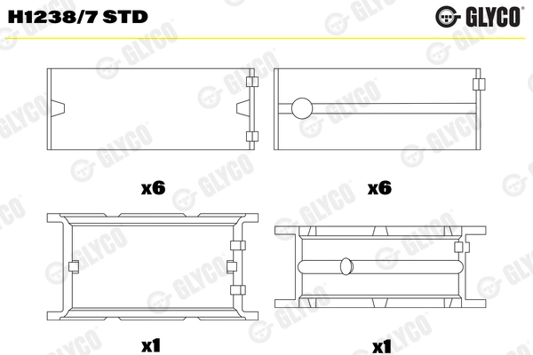 Подшипник коленвала GLYCO H1238/7 STD