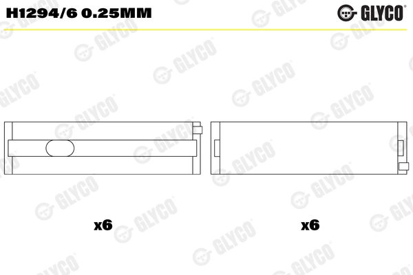 Вкладыши двигателя GLYCO H1294/6 0.25MM