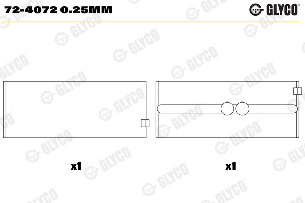 Подшипник коленвала GLYCO 72-4072 0.25MM