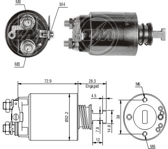 Тяговое реле стартера solenoid switch ZM ZM688