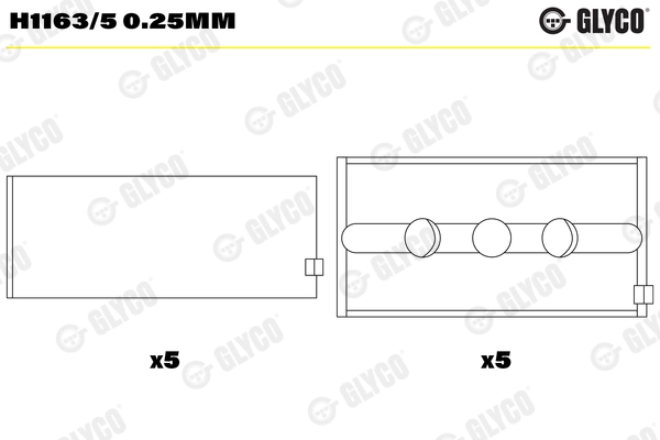 Подшипник коленвала GLYCO H1163/5 0.25MM