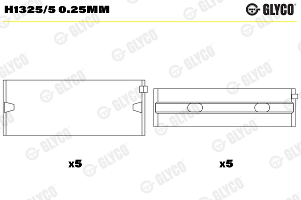 Подшипник коленвала GLYCO H1325/5 0.25MM