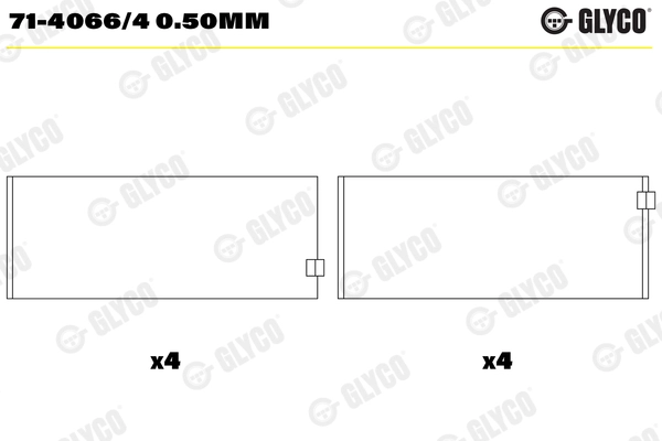 Шатунный подшипник GLYCO 71-4066/4 0.50MM