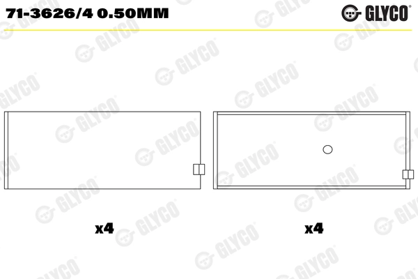 Шатунный подшипник GLYCO 71-3626/4 0.50MM
