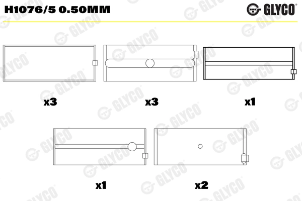 Подшипник коленвала GLYCO H1076/5 0.50MM