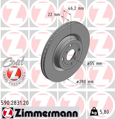 Тормозные диски ZIMMERMANN 590.2831.20
