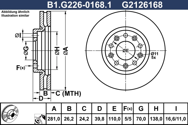 Тормозной диск GALFER B1-G226-0168-1