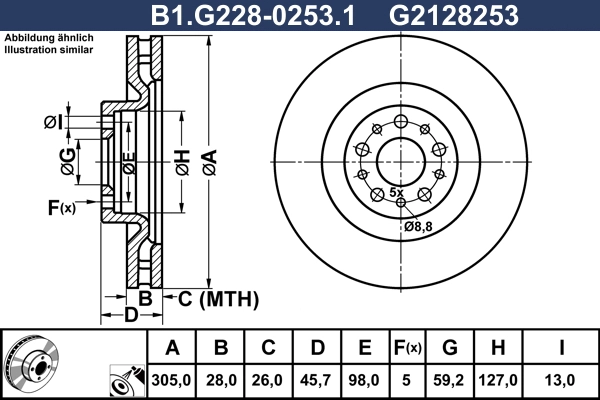 Тормозной диск GALFER B1-G228-0253-1