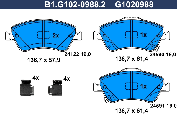 Тормозные колодки GALFER B1-G102-0988-2
