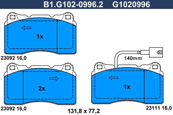 Тормозные колодки GALFER B1-G102-0996-2