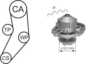 WPK-161602 AIRTEX Комплект ремня ГРМ с помпой