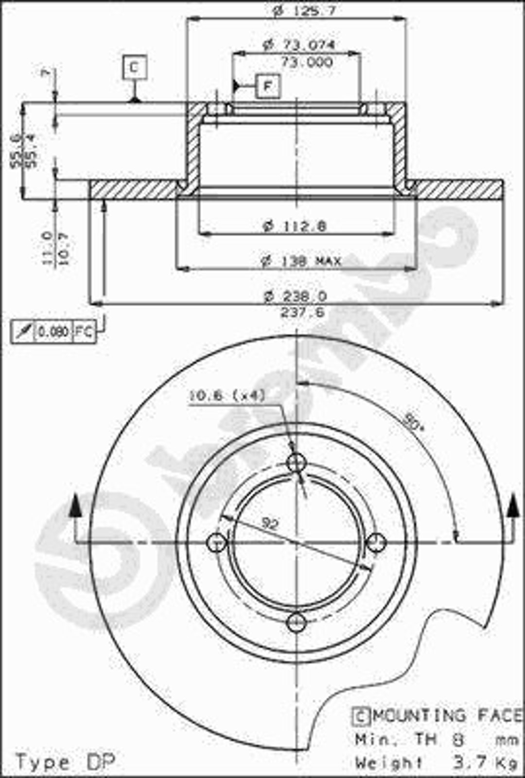 10100 AP AUTOMOTIV Диск тормозной