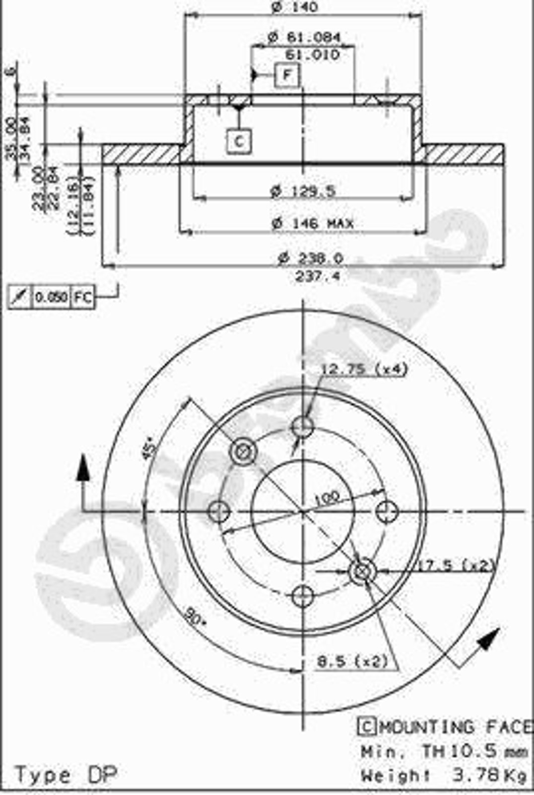 14068 E AP AUTOMOTIV Диск тормозной