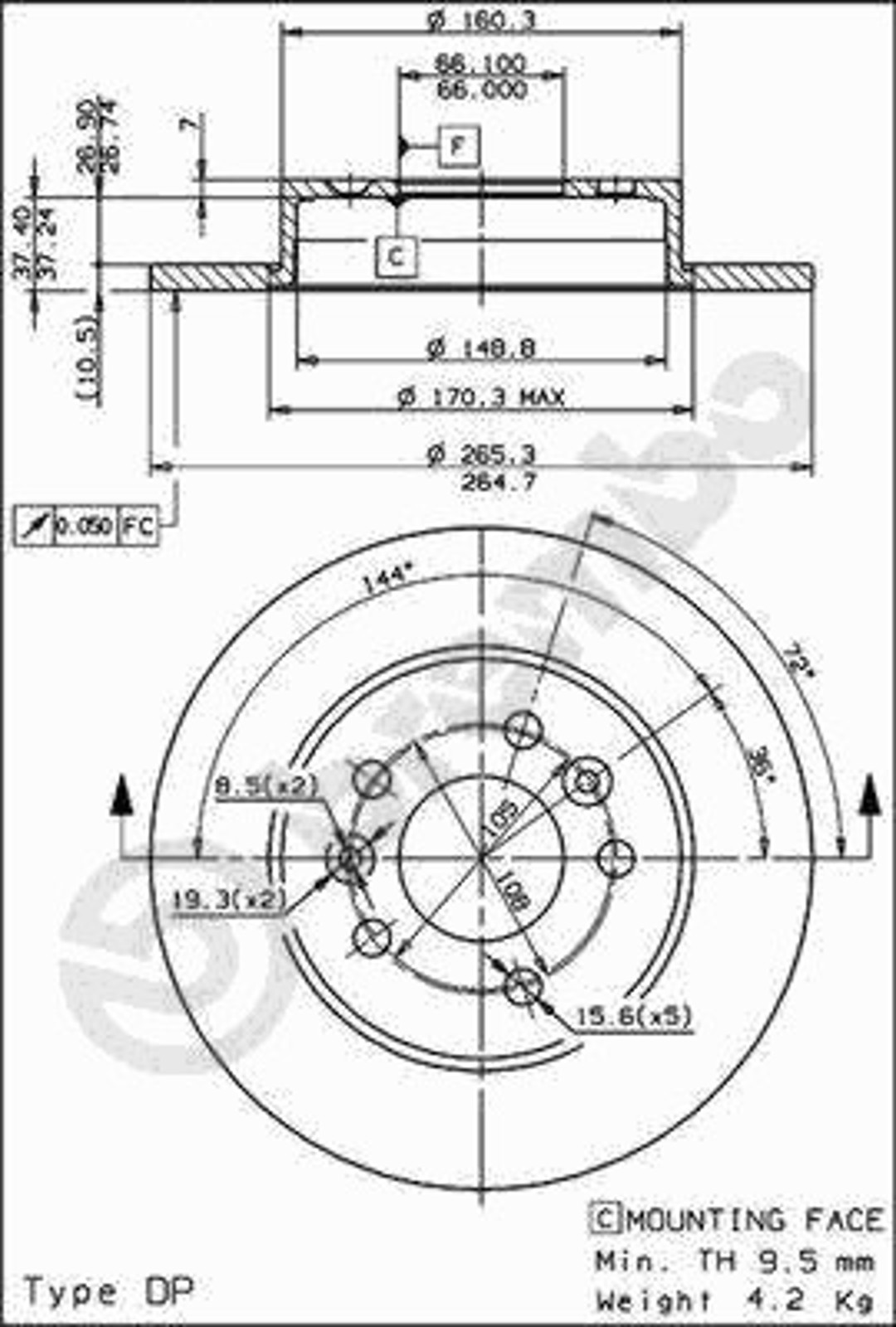 14415 AP AUTOMOTIV Диск тормозной